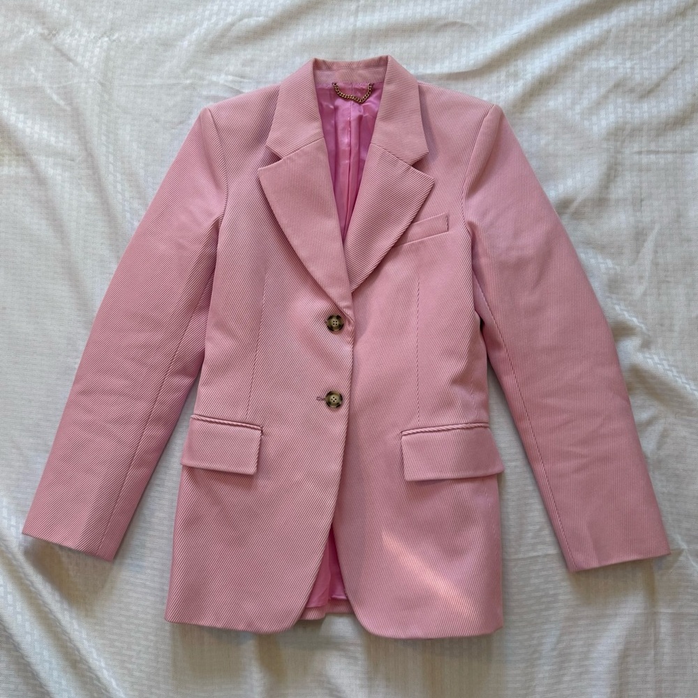 Victoria Beckham Alina Twill Blazer in Bubblegum Pink
